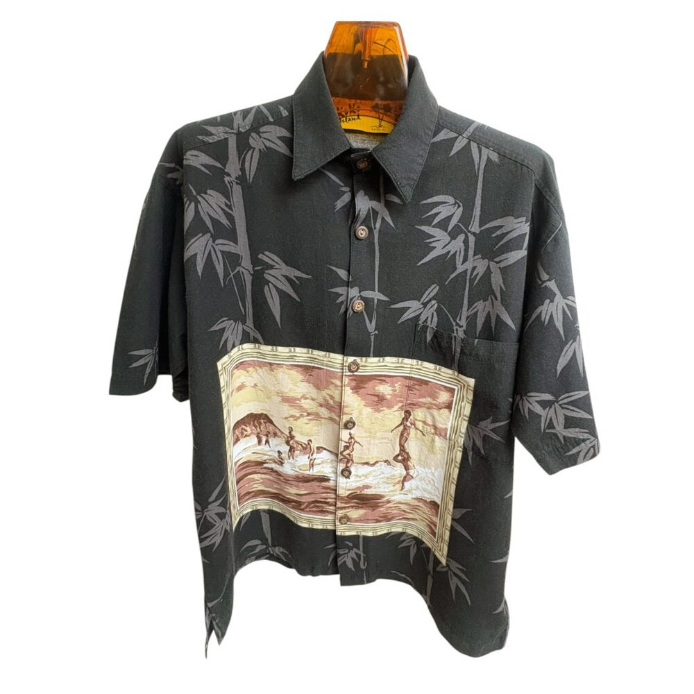 Vintage KOKO Island Black Cotton‎ Blend Button Down Hawaiian Shirt